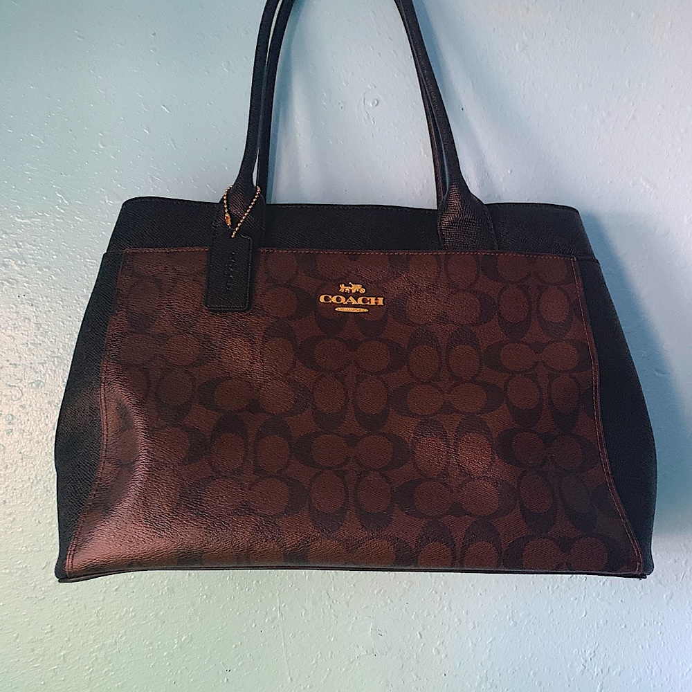 COACH CASEY SIGNATURE CANVAS BROWN/BLACK/LIGHTGOLD